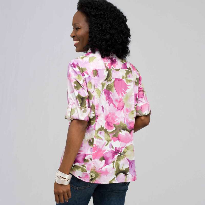 Roll Sleeve Floral Shirt, Multi, large image number 1